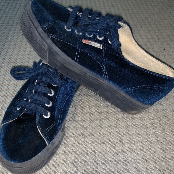 Superga Platform sneakers - Navy Blue Velvet - Picture 4 of 4